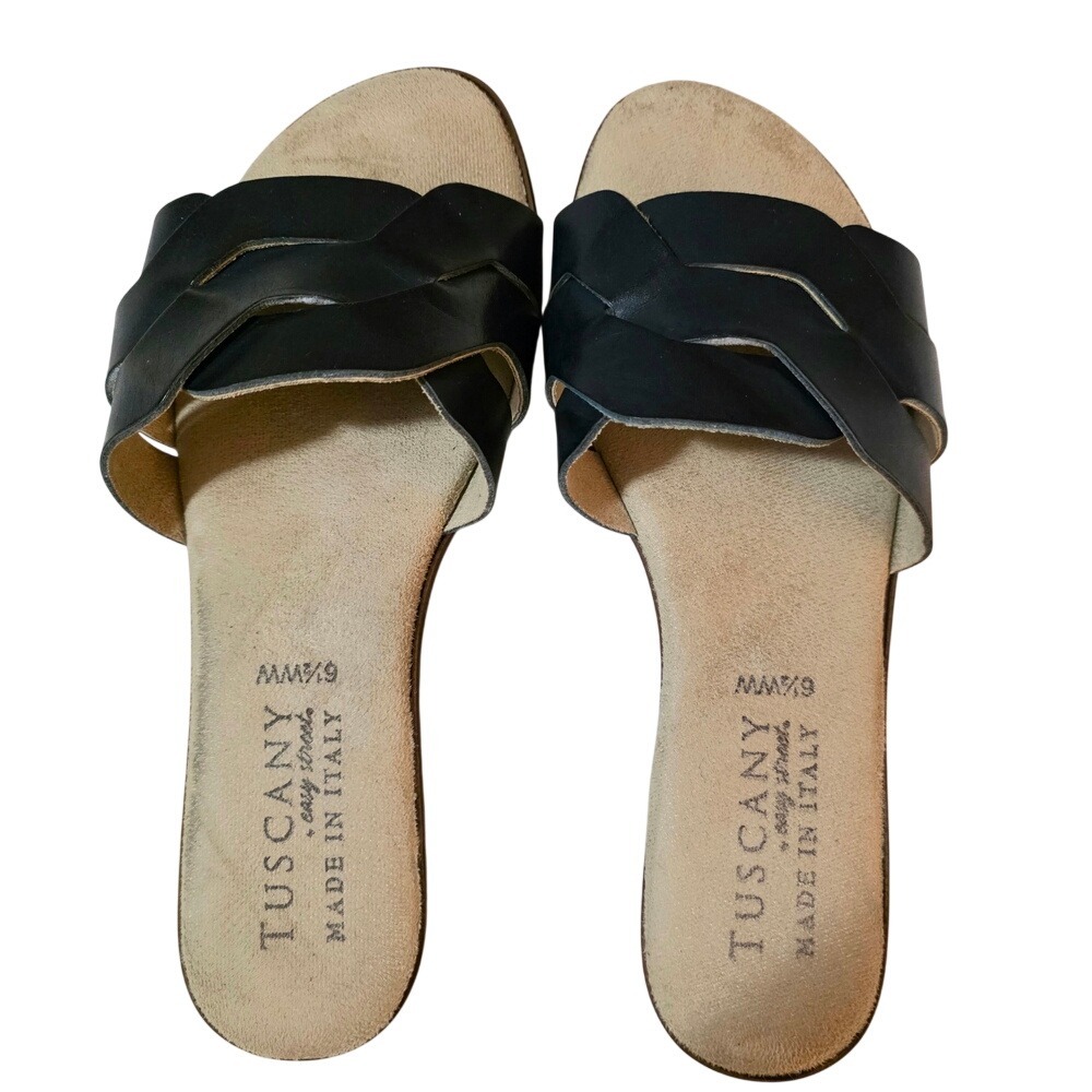 Tuscany by‎ Easy Street Navy Blue Interwoven Slide Sandals Made in Italy 6.5 WW